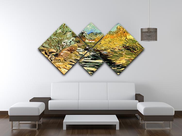 A Road at Saint-Remy with Female Figure by Van Gogh 4 Square Multi Panel Canvas - Canvas Art Rocks - 3