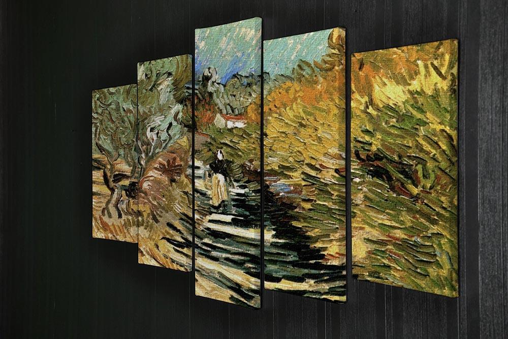 A Road at Saint-Remy with Female Figure by Van Gogh 5 Split Panel Canvas - Canvas Art Rocks - 2