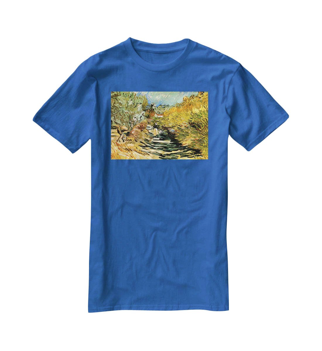 A Road at Saint-Remy with Female Figure by Van Gogh T-Shirt - Canvas Art Rocks - 2