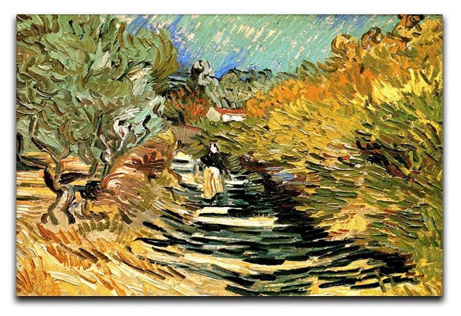 A Road at Saint-Remy with Female Figure by Van Gogh Canvas Print & Poster  - Canvas Art Rocks - 1