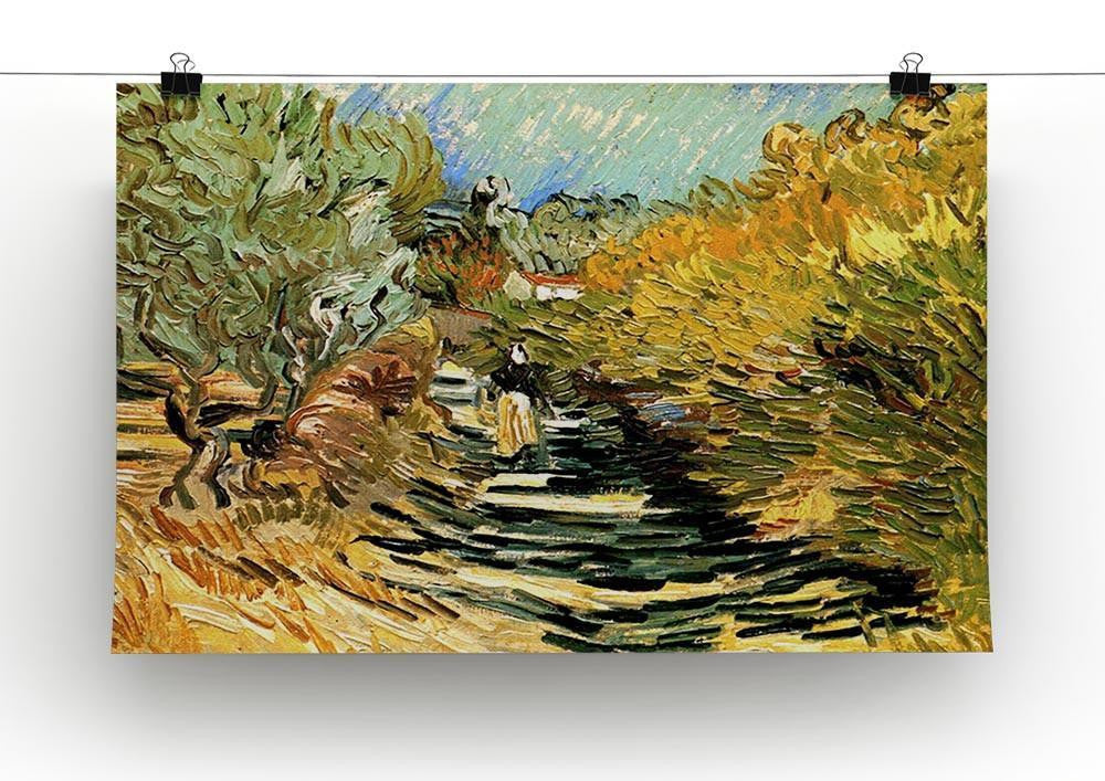 A Road at Saint-Remy with Female Figure by Van Gogh Canvas Print & Poster - Canvas Art Rocks - 2