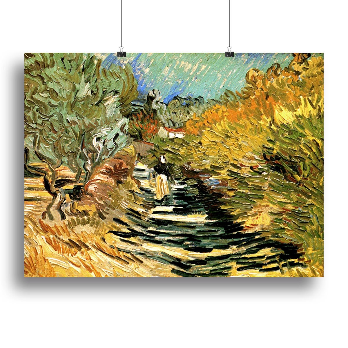 A Road at Saint-Remy with Female Figure by Van Gogh Canvas Print or Poster