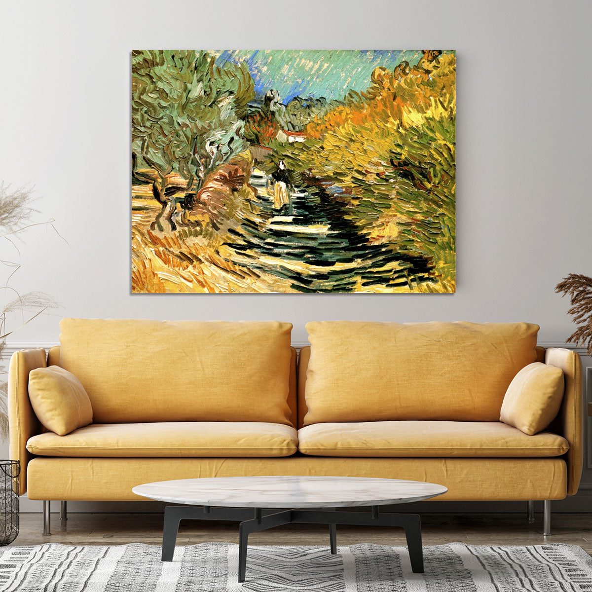 A Road at Saint-Remy with Female Figure by Van Gogh Canvas Print or Poster - Canvas Art Rocks - 4