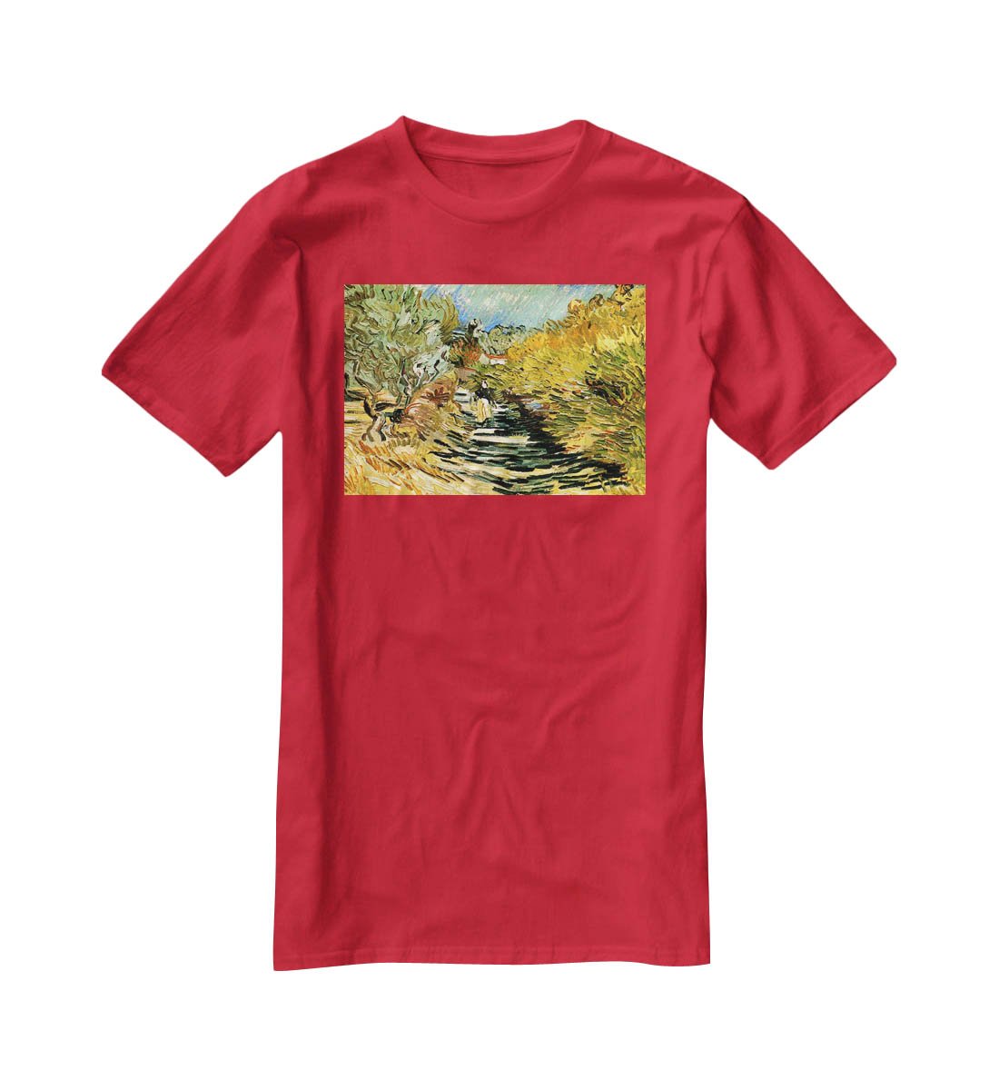 A Road at Saint-Remy with Female Figure by Van Gogh T-Shirt - Canvas Art Rocks - 4