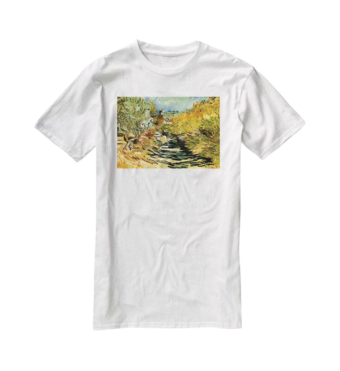 A Road at Saint-Remy with Female Figure by Van Gogh T-Shirt - Canvas Art Rocks - 5