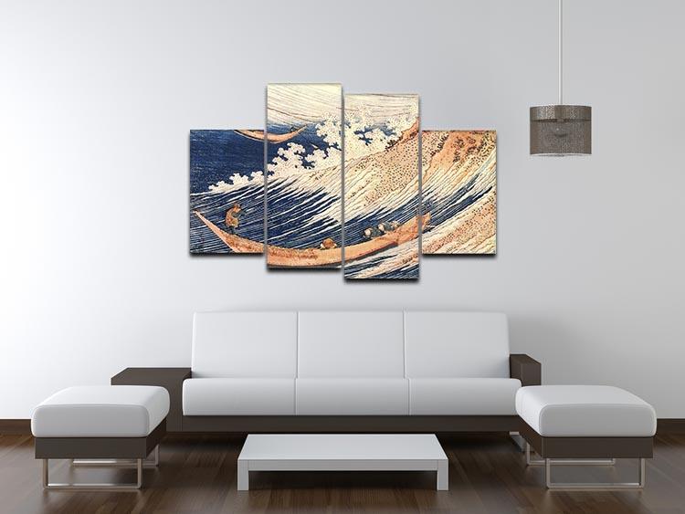 A Wild Sea at Choshi by Hokusai 4 Split Panel Canvas - Canvas Art Rocks - 3