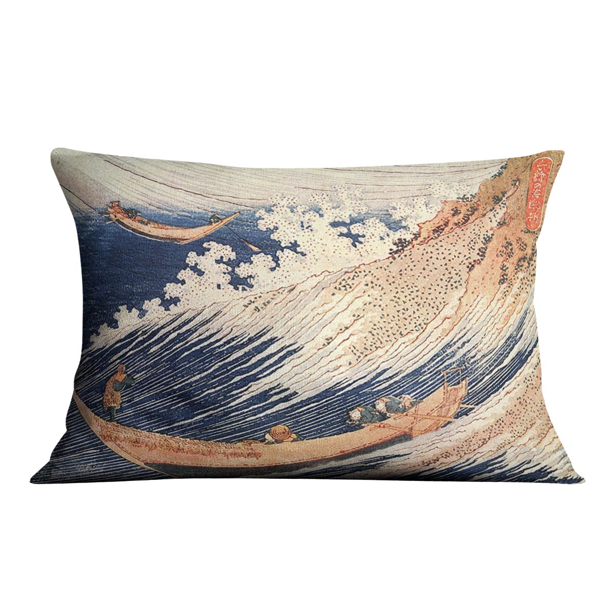 A Wild Sea at Choshi by Hokusai Cushion