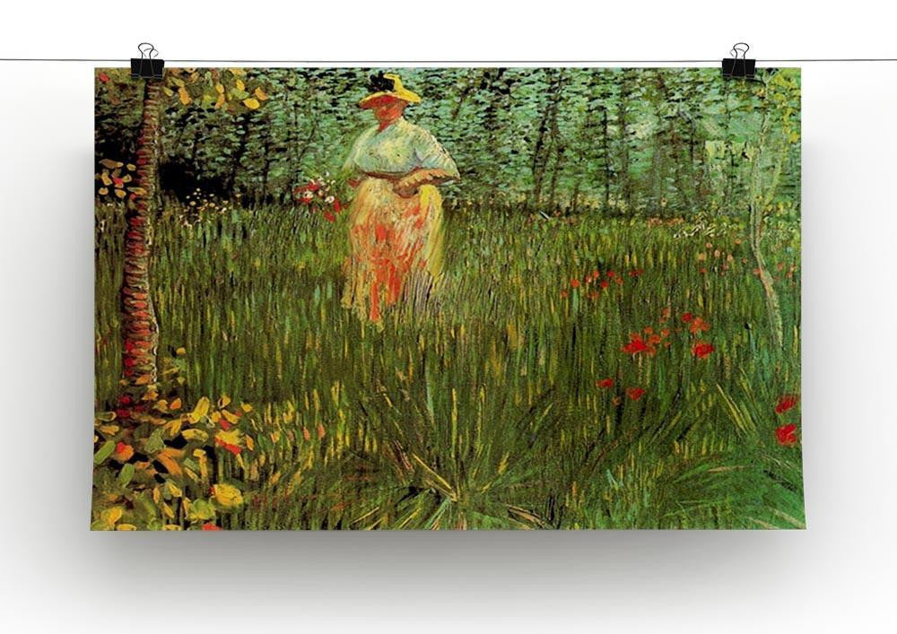 A Woman Walking in a Garden by Van Gogh Canvas Print & Poster - Canvas Art Rocks - 2