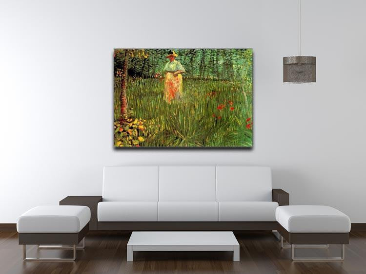 A Woman Walking in a Garden by Van Gogh Canvas Print & Poster - Canvas Art Rocks - 4