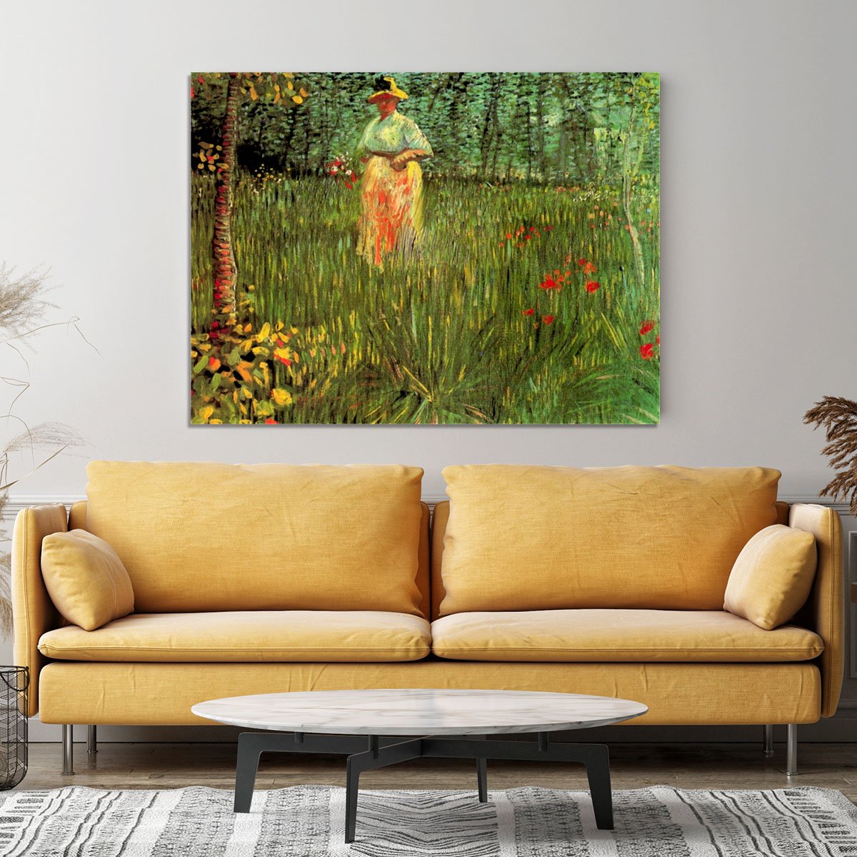 A Woman Walking in a Garden by Van Gogh Canvas Print or Poster