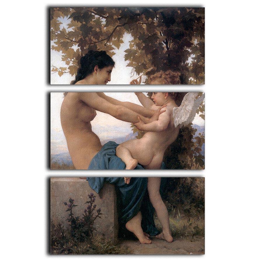 A Young Girl Defending Herself Against Eros By Bouguereau 3 Split Panel Canvas Print - Canvas Art Rocks - 1