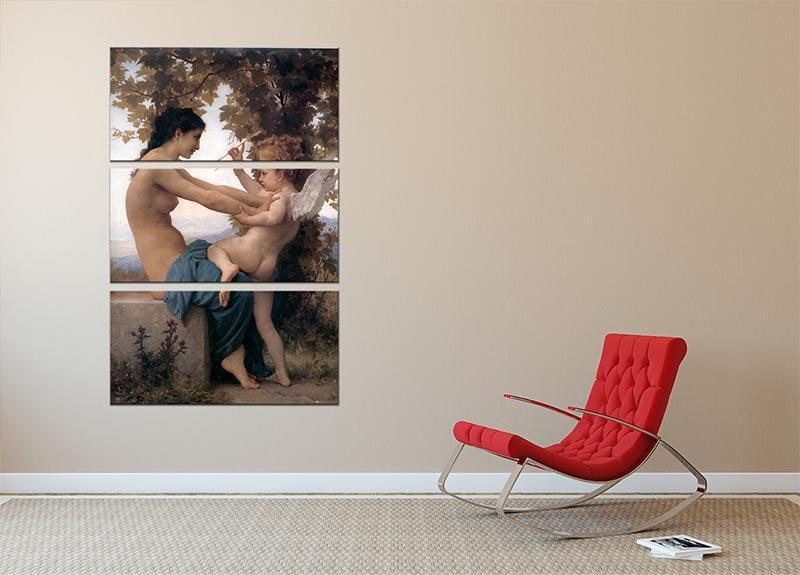 A Young Girl Defending Herself Against Eros By Bouguereau 3 Split Panel Canvas Print - Canvas Art Rocks - 2