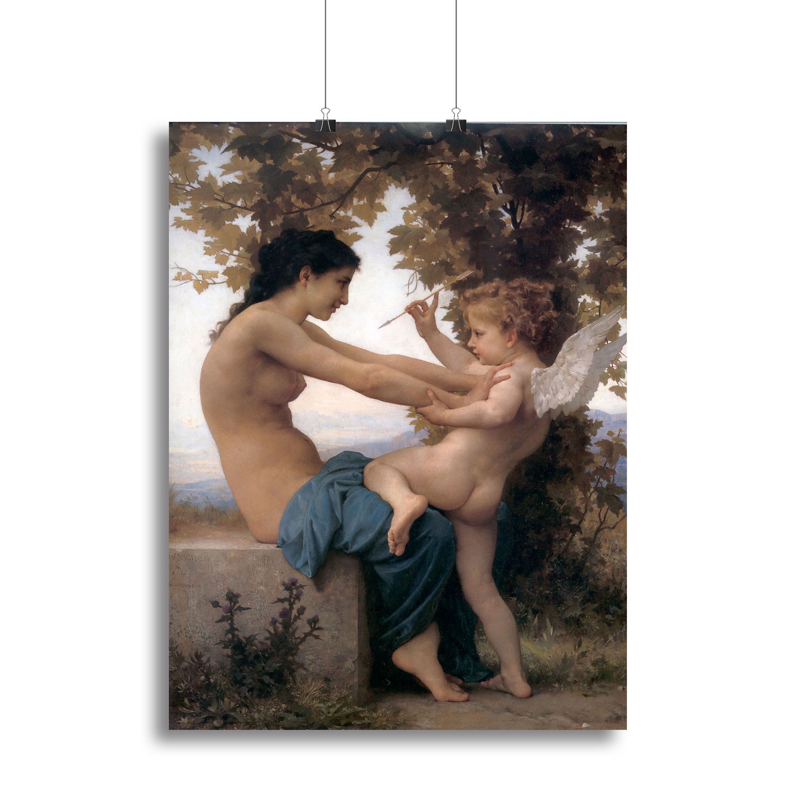 A Young Girl Defending Herself Against Eros By Bouguereau Canvas Print or Poster