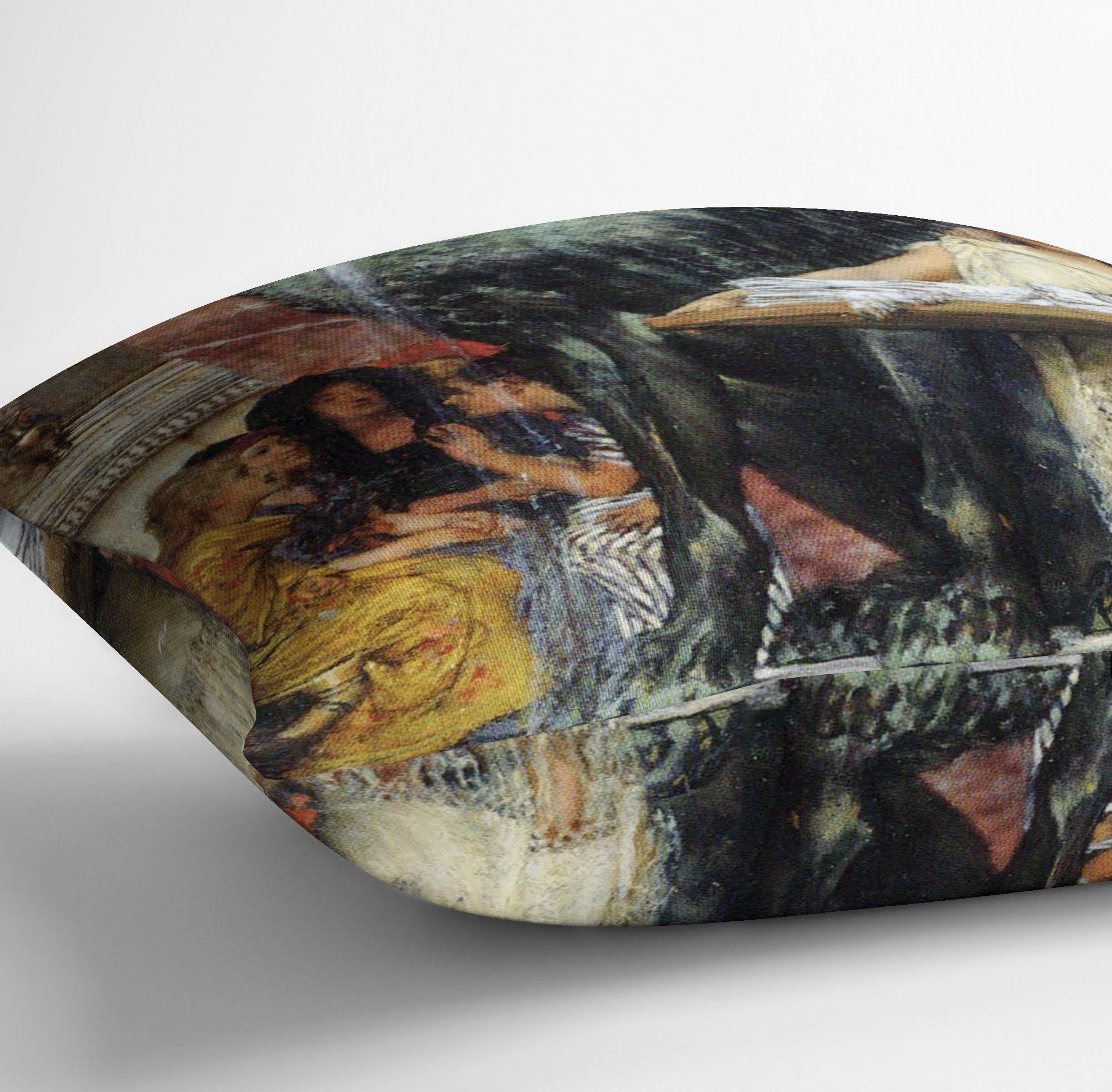 A bathroom An ancient tradition by Alma Tadema Cushion - Canvas Art Rocks - 3