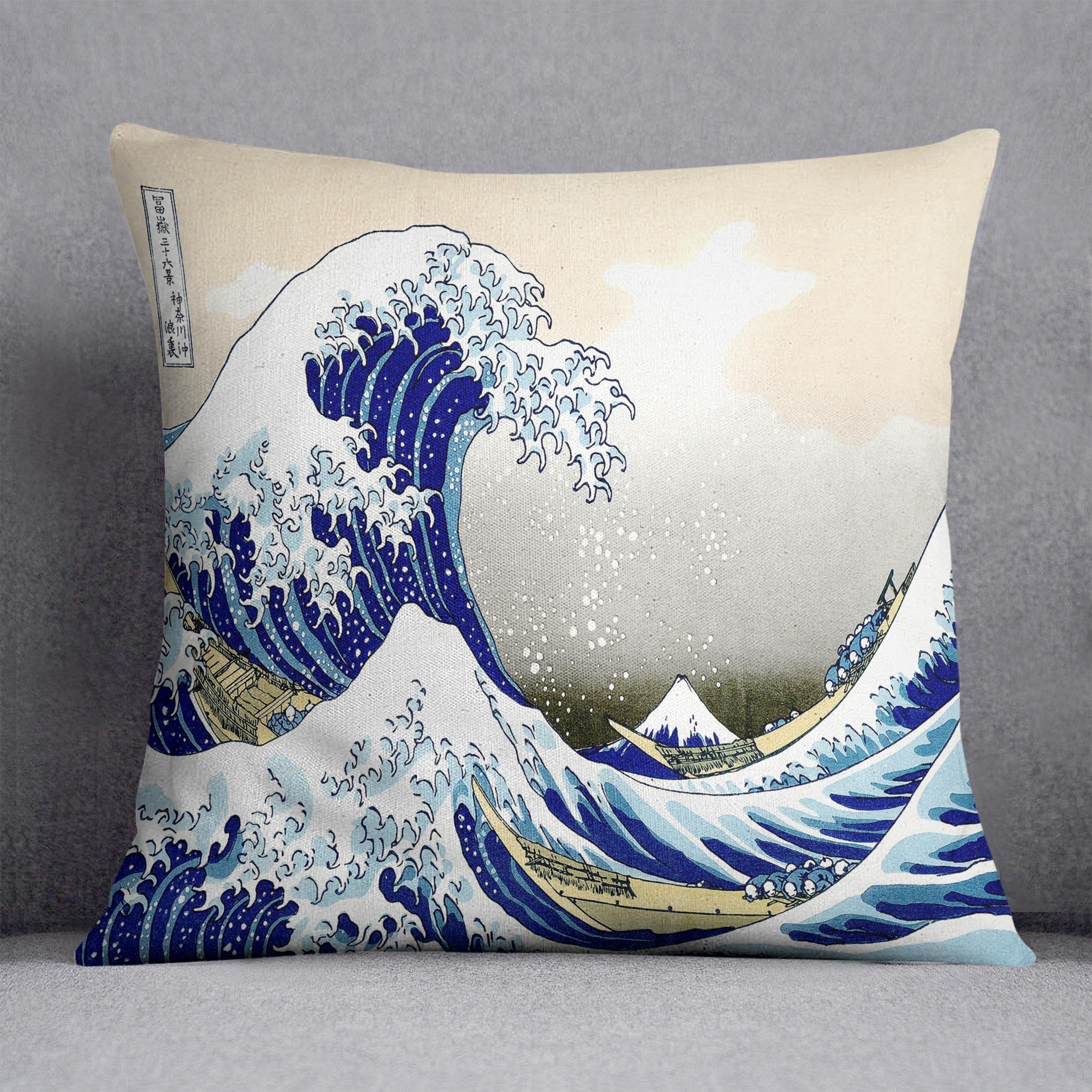 A big wave off Kanagawa by Hokusai Throw Pillow