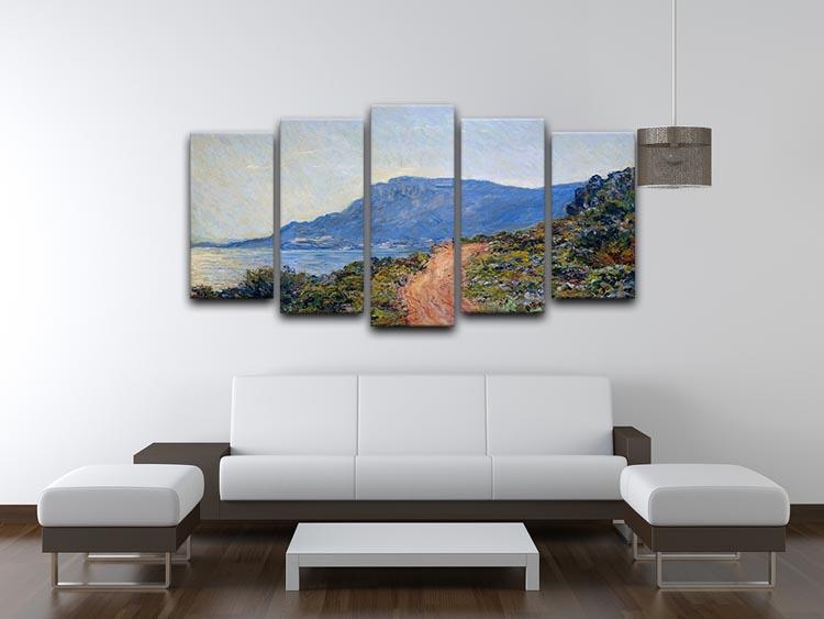 A coastal view with a bay by Monet 5 Split Panel Canvas - Canvas Art Rocks - 3