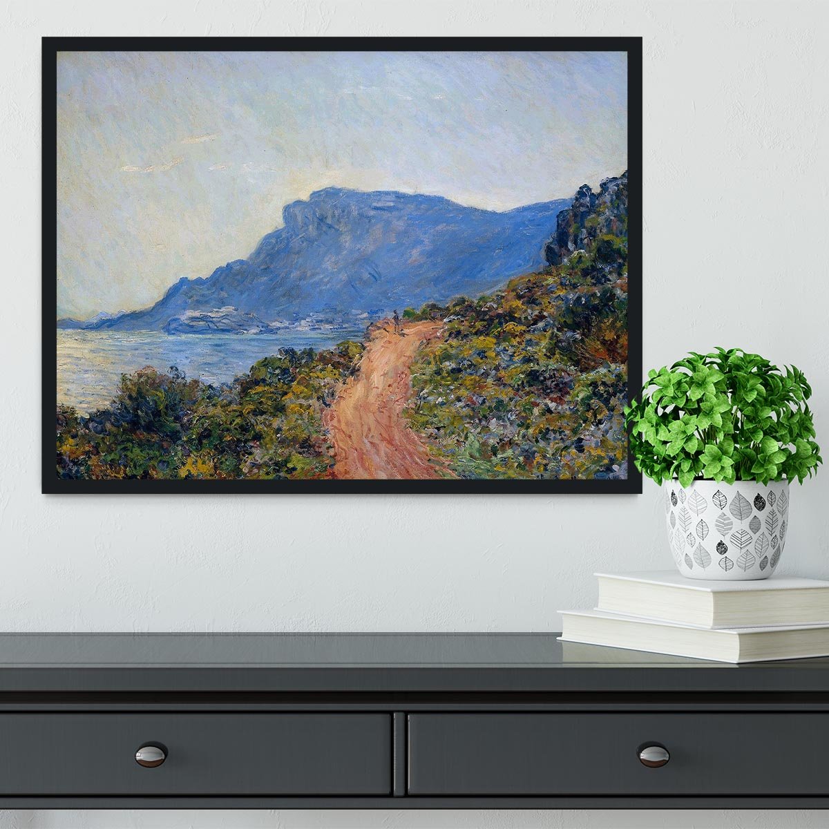 A coastal view with a bay by Monet Framed Print - Canvas Art Rocks - 2
