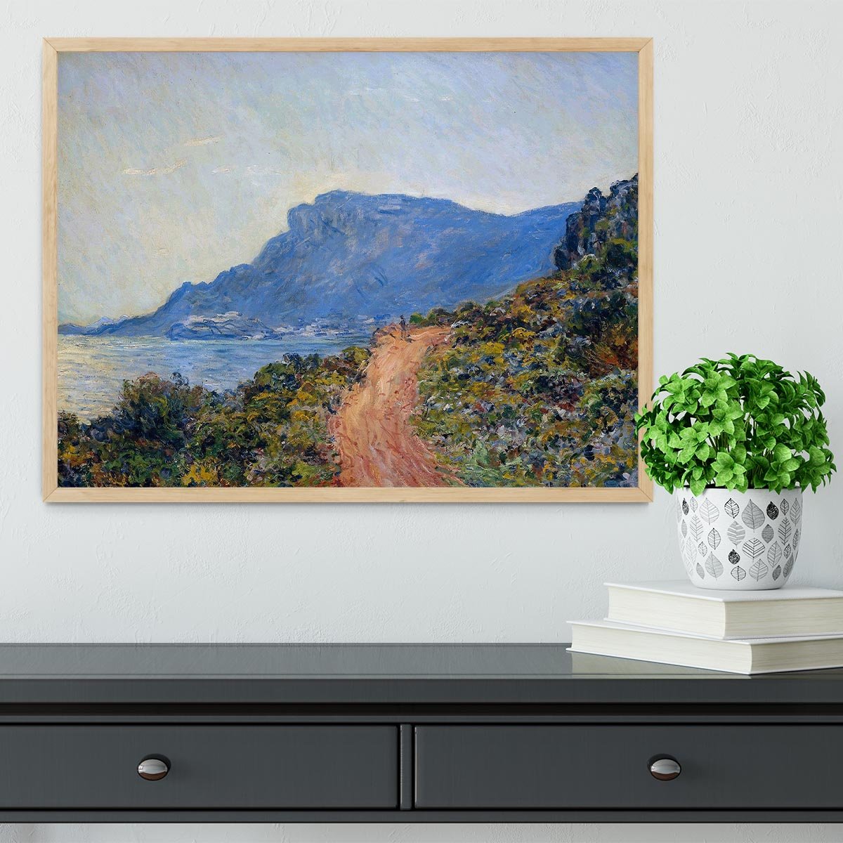 A coastal view with a bay by Monet Framed Print - Canvas Art Rocks - 4