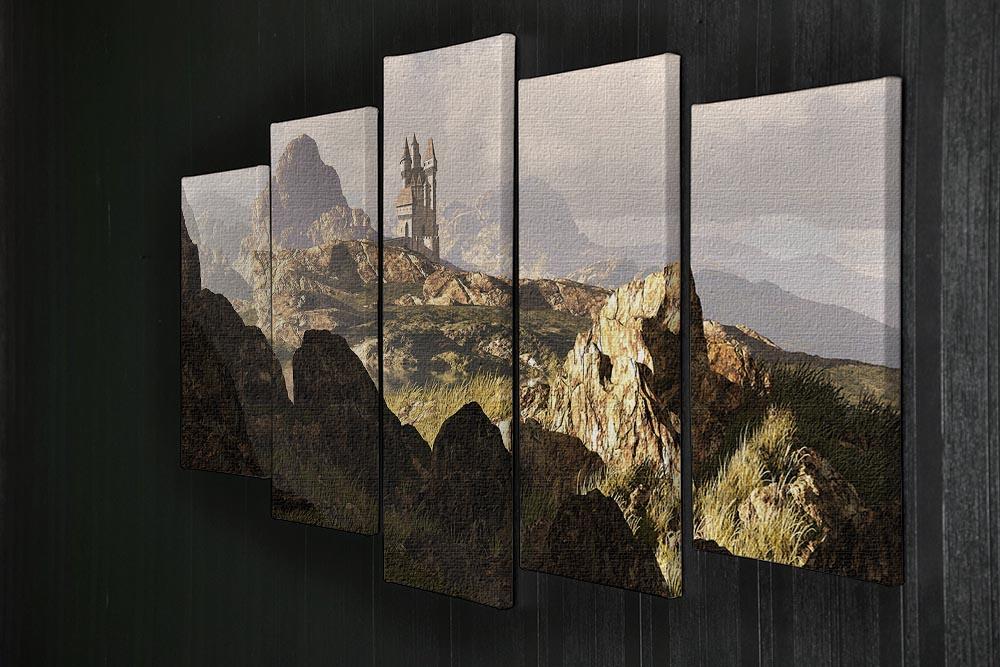 A distance medieval castle 5 Split Panel Canvas  - Canvas Art Rocks - 2