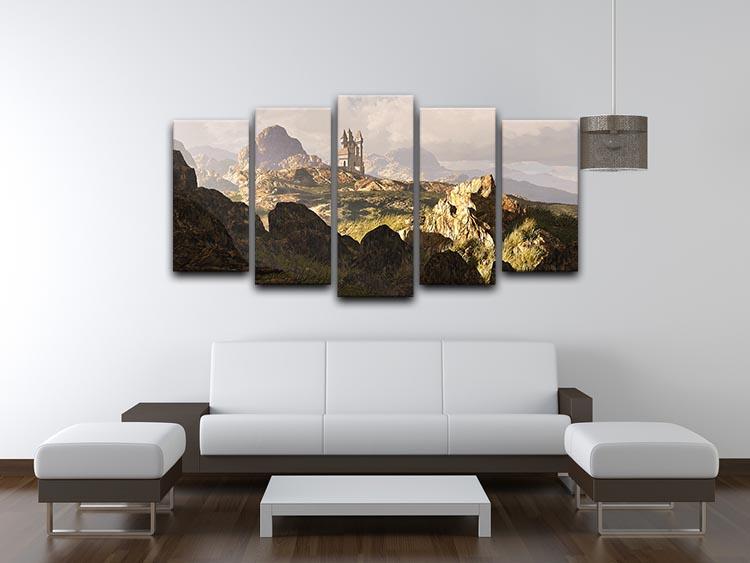 A distance medieval castle 5 Split Panel Canvas  - Canvas Art Rocks - 3