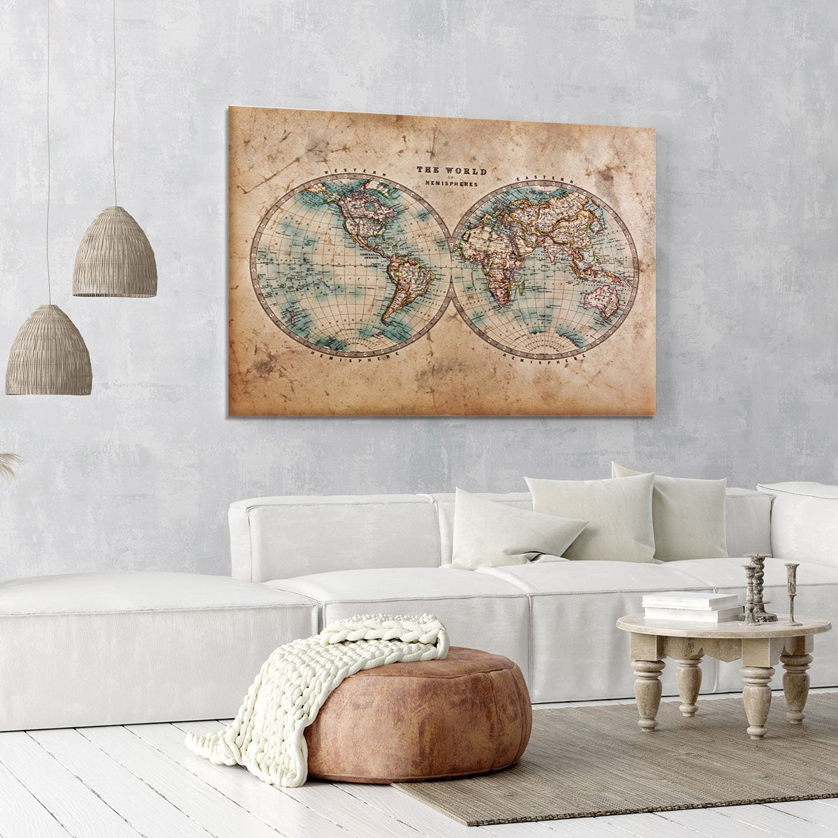 A genuine old stained World map Canvas Print or Poster