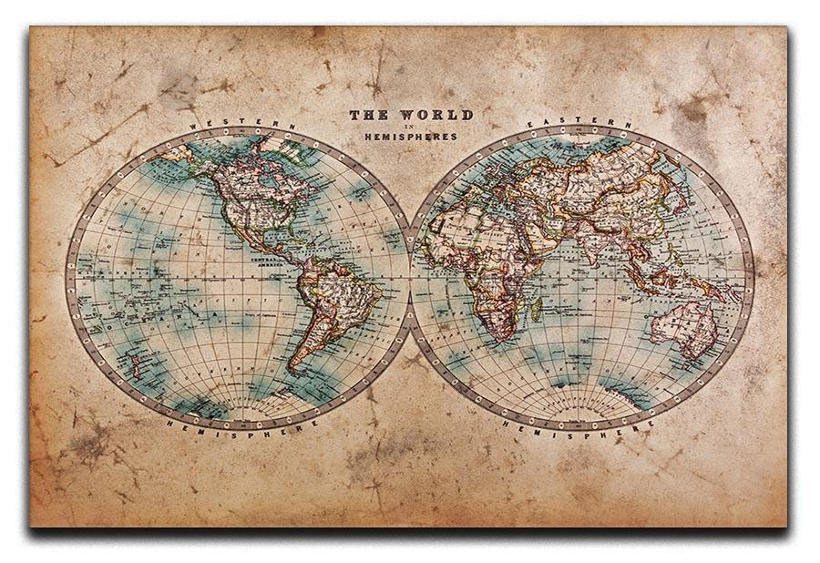 A genuine old stained World map Canvas Print or Poster  - Canvas Art Rocks - 1