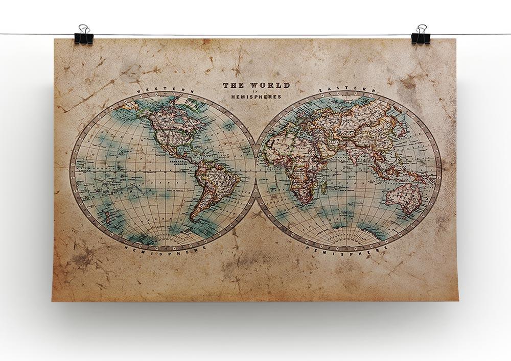 A genuine old stained World map Canvas Print or Poster - Canvas Art Rocks - 2
