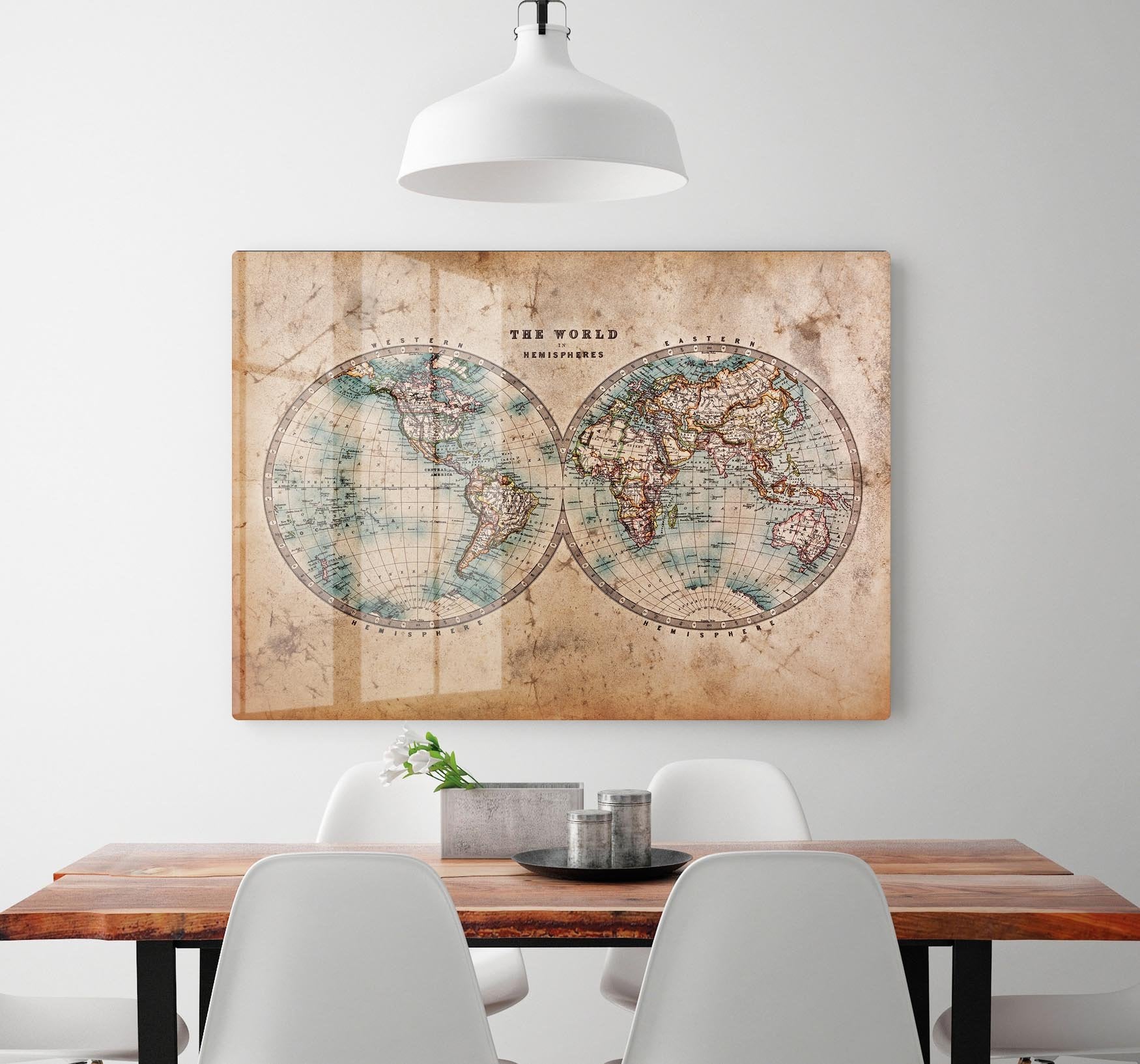 A genuine old stained World map HD Metal Print