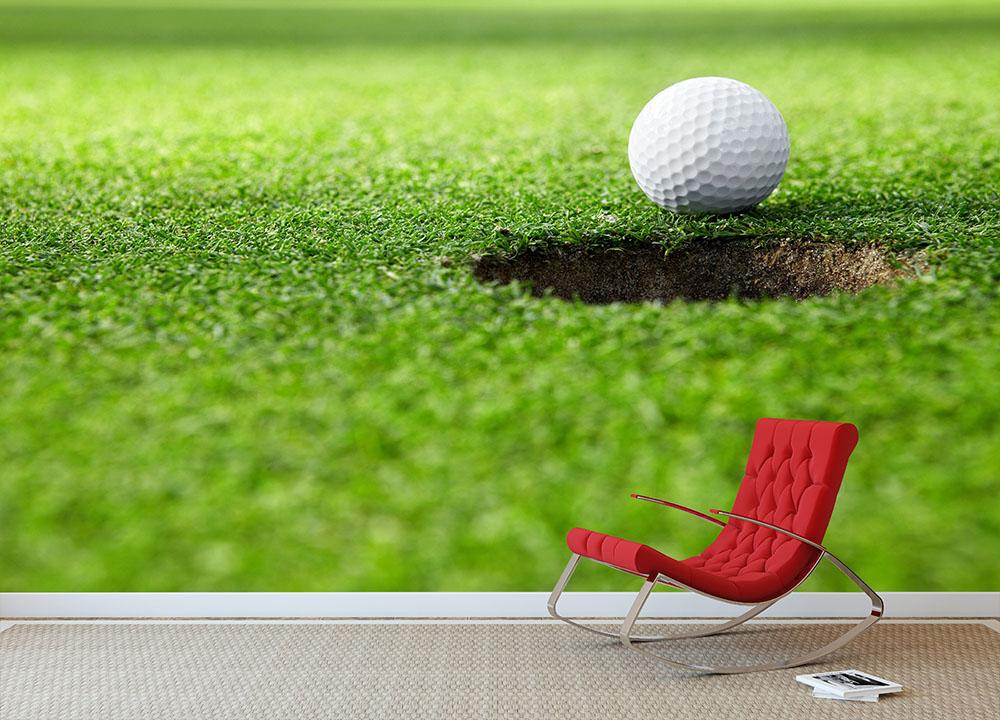 A golf ball at the hole Wall Mural Wallpaper - Canvas Art Rocks - 2