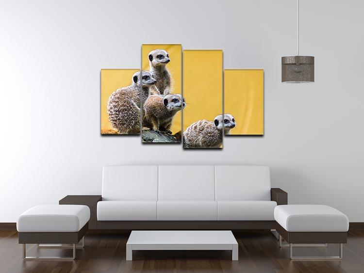 A group of meerkats seen on top of a rock 4 Split Panel Canvas - Canvas Art Rocks - 3