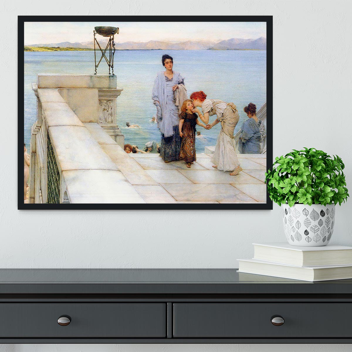 A kiss by Alma Tadema Framed Print - Canvas Art Rocks - 2