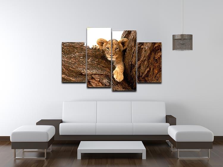 A little tiger cub look out for rocks 4 Split Panel Canvas - Canvas Art Rocks - 3