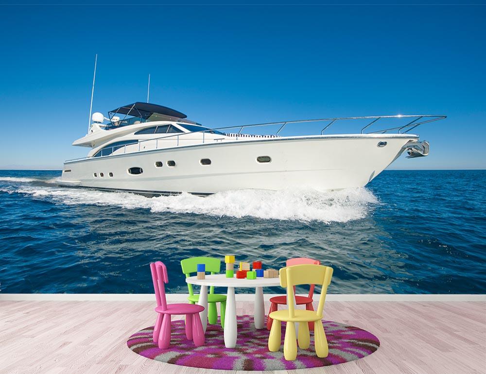 A luxury private motor yacht Wall Mural Wallpaper - Canvas Art Rocks - 3