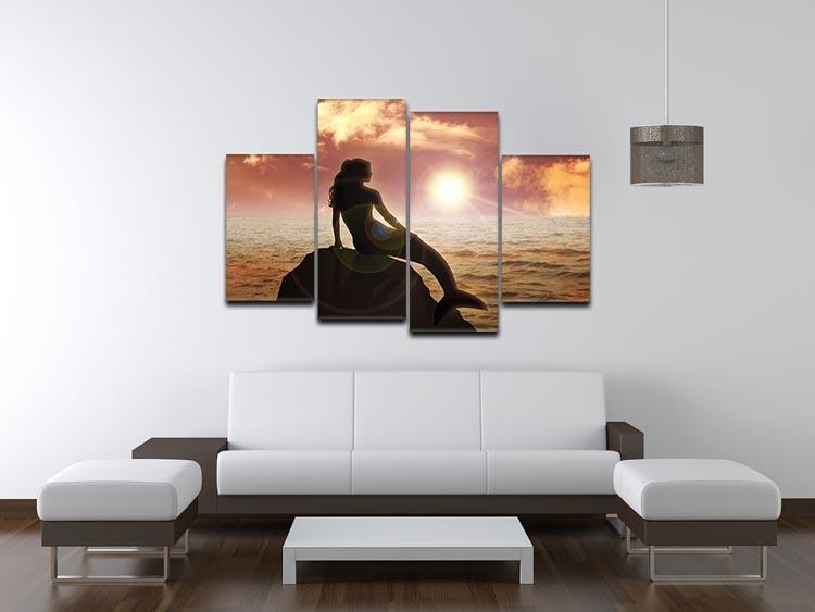 A mermaid sitting 4 Split Panel Canvas  - Canvas Art Rocks - 3