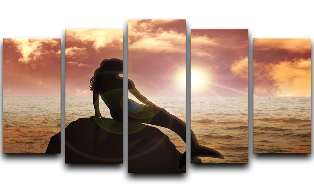 A mermaid sitting 5 Split Panel Canvas  - Canvas Art Rocks - 1