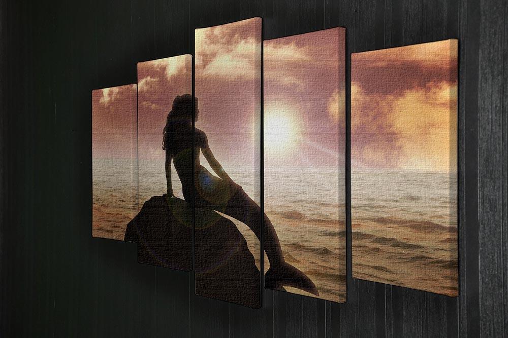 A mermaid sitting 5 Split Panel Canvas  - Canvas Art Rocks - 2