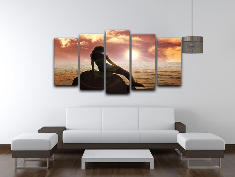 A mermaid sitting 5 Split Panel Canvas  - Canvas Art Rocks - 3