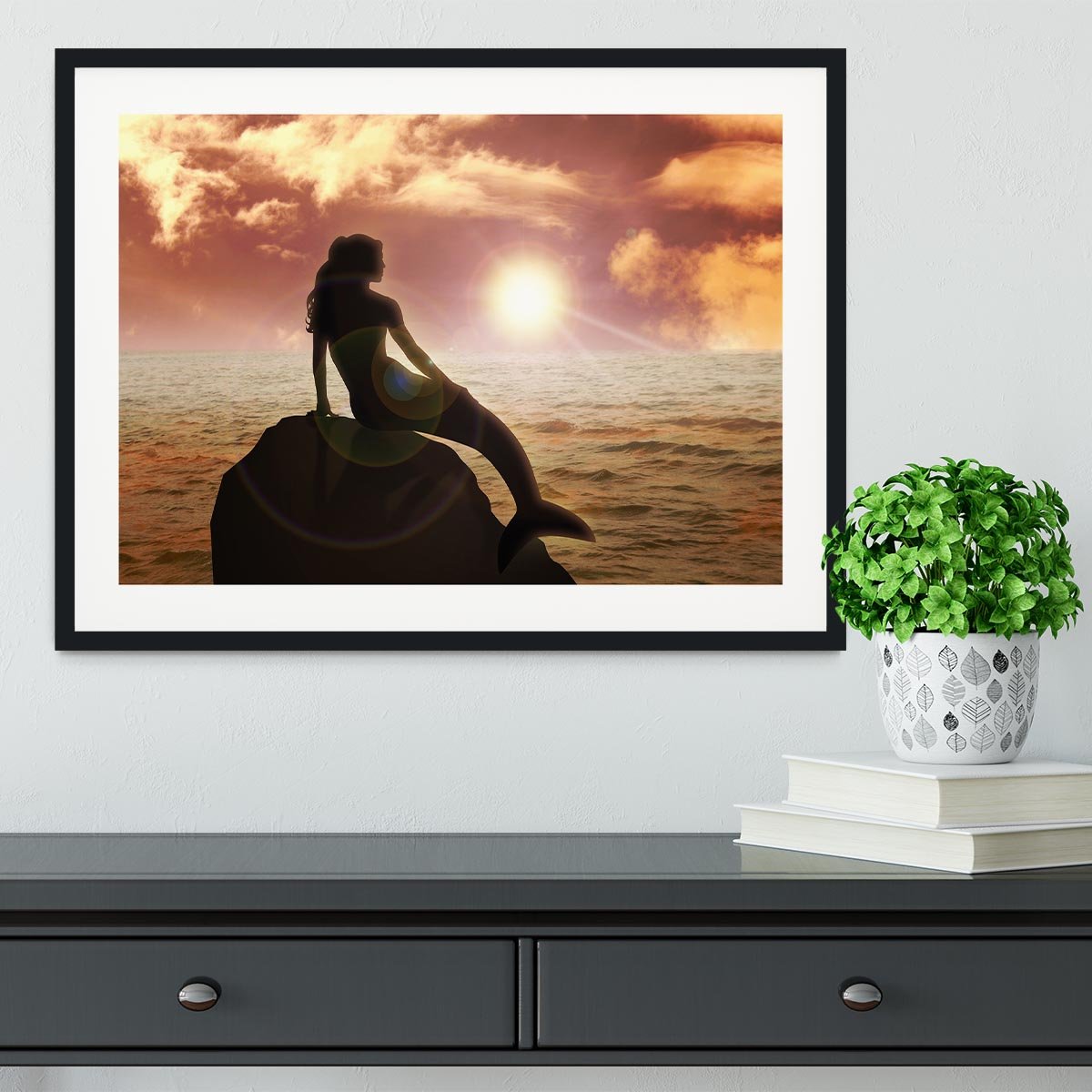 A mermaid sitting Framed Print - Canvas Art Rocks - 1