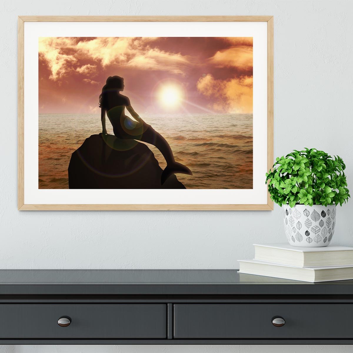 A mermaid sitting Framed Print - Canvas Art Rocks - 3