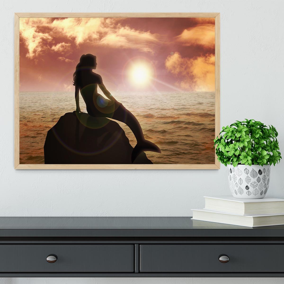 A mermaid sitting Framed Print - Canvas Art Rocks - 4