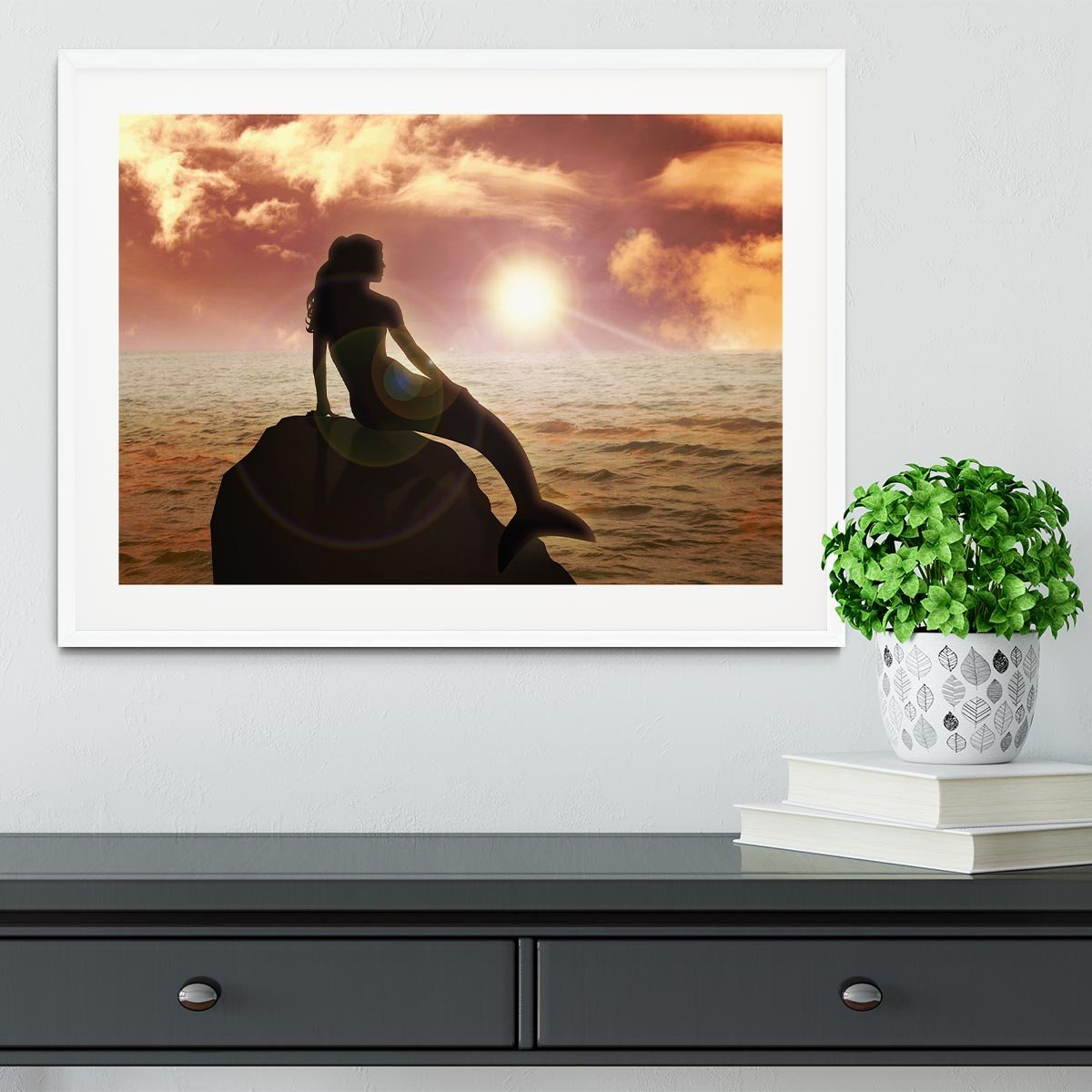 A mermaid sitting Framed Print - Canvas Art Rocks - 5