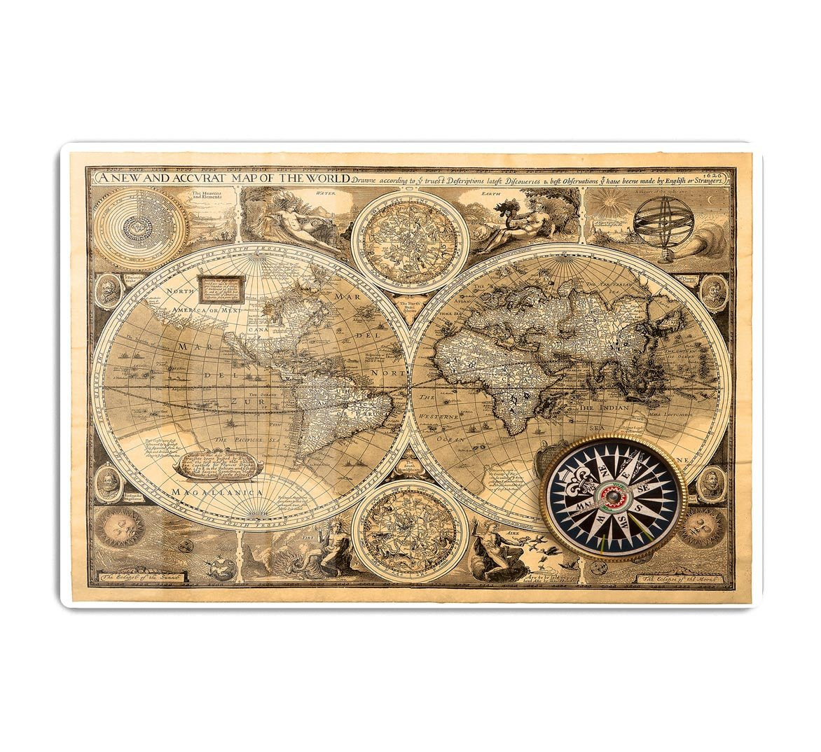 A new and accvrat map of the world HD Metal Print