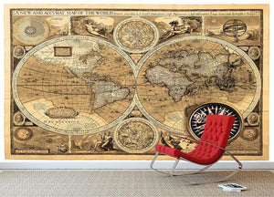 A new and accvrat map of the world Wall Mural Wallpaper - Canvas Art Rocks - 2
