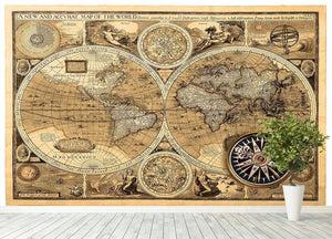 A new and accvrat map of the world Wall Mural Wallpaper - Canvas Art Rocks - 4