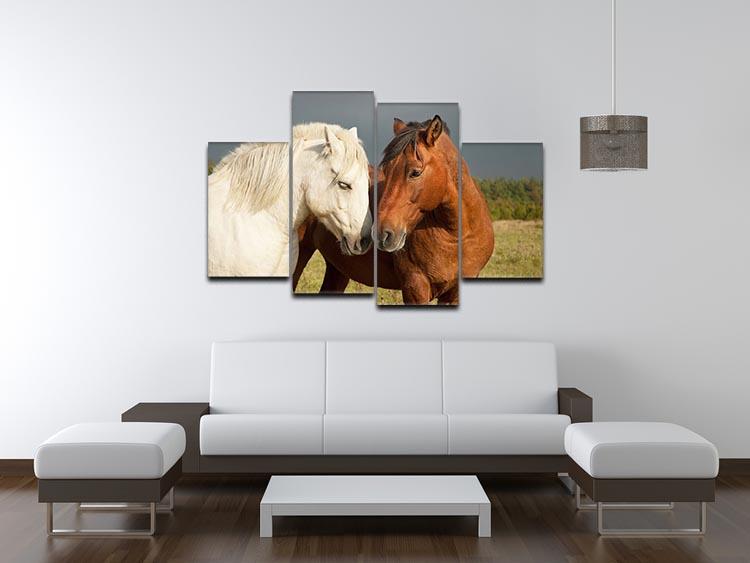 A pair of horses showing affection 4 Split Panel Canvas - Canvas Art Rocks - 3