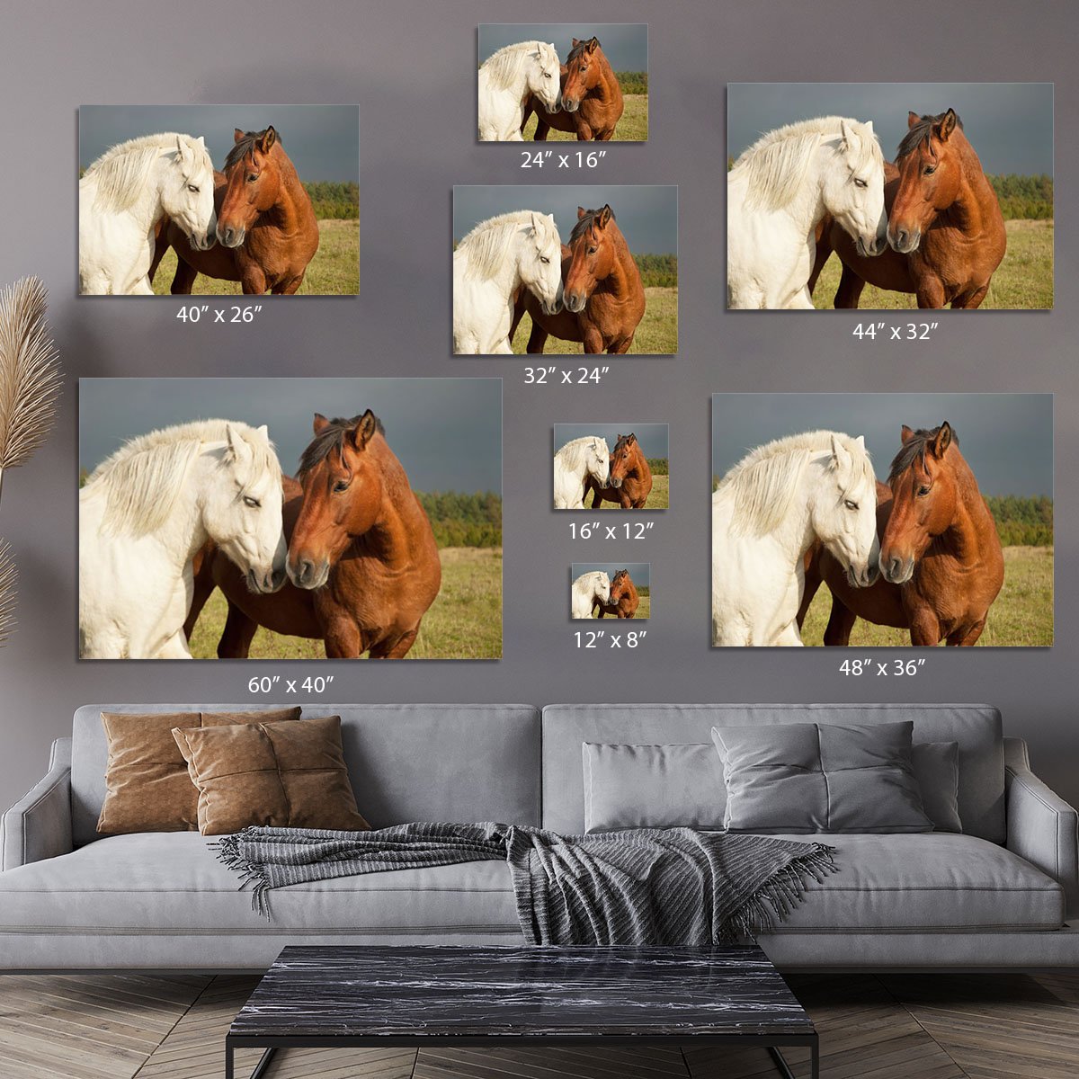 A pair of horses showing affection Canvas Print or Poster