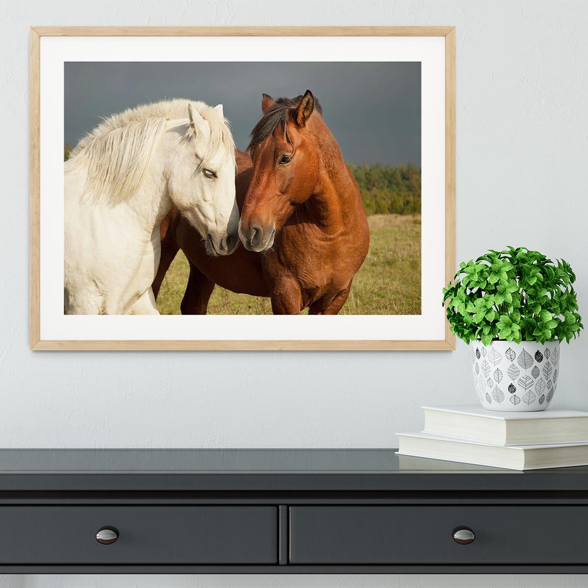 A pair of horses showing affection Framed Print - Canvas Art Rocks - 3