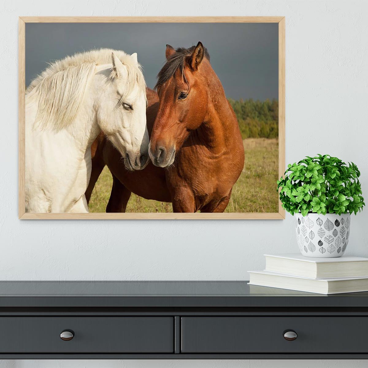 A pair of horses showing affection Framed Print - Canvas Art Rocks - 4