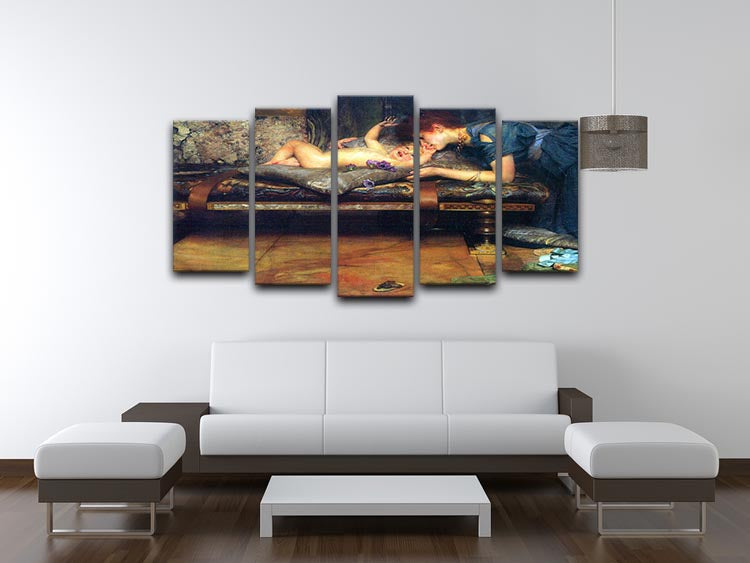 A paradise on earth detail by Alma Tadema 5 Split Panel Canvas - Canvas Art Rocks - 3