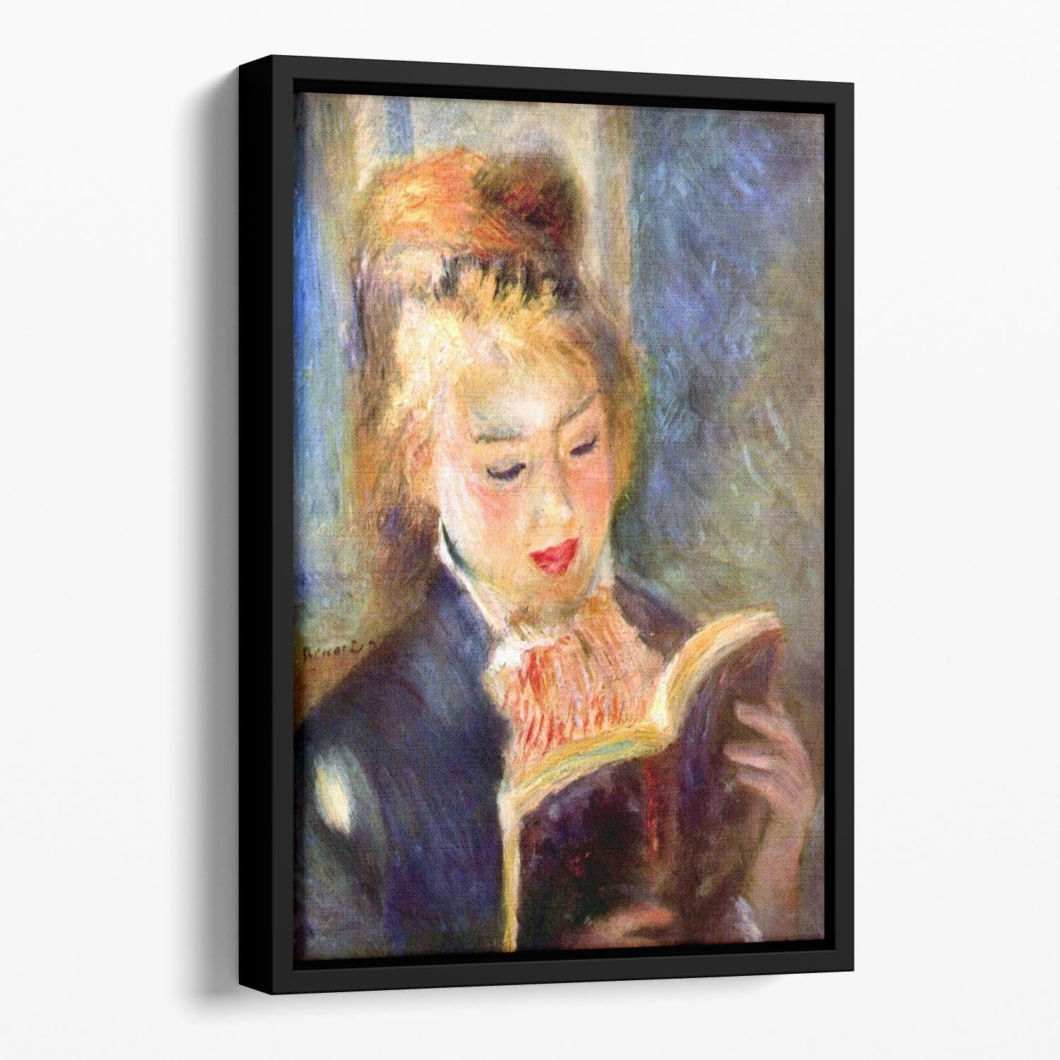 A reading girl1 by Renoir Floating Framed Canvas